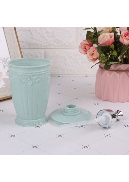 Kare Açık Mavi Stil 400 ml 400ML Boş Oymalı Çiçek Pompalı Dispenser Şampuan Sabun Duş Konteyneri (Yurt Dışından) modelleri