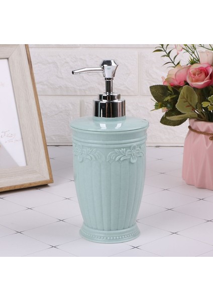 Kare Açık Mavi Stil 400 ml 400ML Boş Oymalı Çiçek Pompalı Dispenser Şampuan Sabun Duş Konteyneri (Yurt Dışından) fırsatları