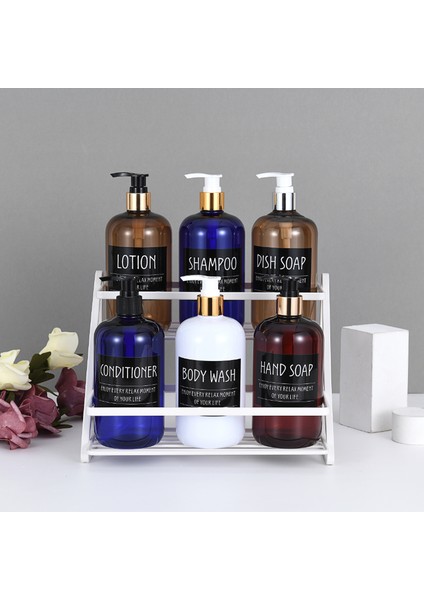 Mavi Stil 500ML Banyo Şampuan Duş Jeli 500ML Losyon Pompalı Şişe Plastik Losyon Şişesi El Sabunu Fg Şişesi Sabunluk (Yurt Dışından) fırsatları