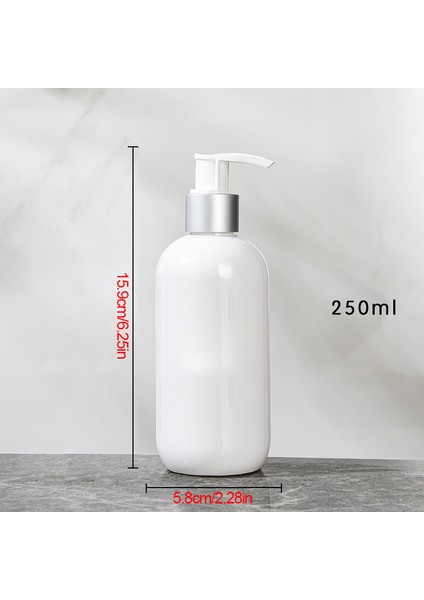 C Stili Banyo Depolama Şampuan Duş Jeli Saç Kremi Için Doldurulabilir Beyaz Silindirik Sabun Pompalı Şişe (Yurt Dışından)