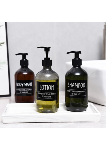 Şişe E Tarzı Banyo Şampuan Duş Jeli Şişe Etiketleri Dolum Sabunluk Plastik Basma Losyon Şişesi 500ML.9OZ (Yurt Dışından)