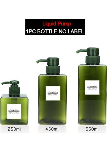 B-Yeşil Stil 250 ml Dolumlu Sabun Pompası Şişesi Kare Sıvı Losyon Şampuan Dağıtıcı Banyo Duş Köpüklü Boş Şişe (Yurt Dışından)