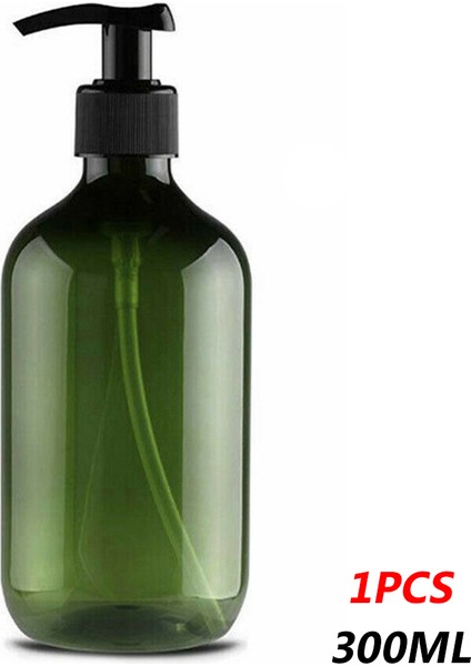 1pc Yeşil 300ML Stili Boş Pompa Şişesi Losyon Şampuan Sıvı Konteyner Seyahat Yuvarlak Omuz Losyon Şişesi Plastik Boş Şişe (Yurt Dışından)