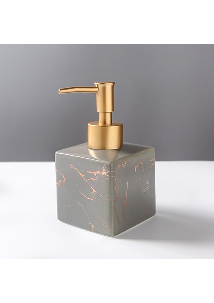 Gri Stil Mermer Dokulu Kare Taşınabilir Sabunluk Banyo Malzemeleri Şampuan Boş Şişe Altın Basma Başlı El Dezenfektanı Şişesi (Yurt Dışından)