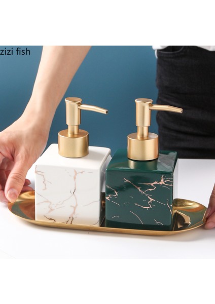 Gri Stil Mermer Dokulu Kare Taşınabilir Sabunluk Banyo Malzemeleri Şampuan Boş Şişe Altın Basma Başlı El Dezenfektanı Şişesi (Yurt Dışından) modelleri