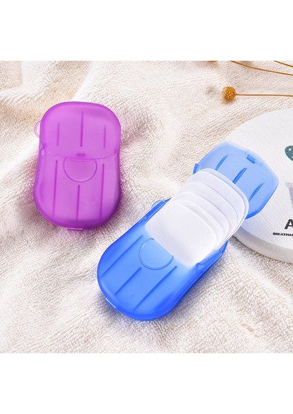 Mavi Stil Açık Hava Seyahat Sabun Kağıt Yıkama El Banyo Temiz Kokulu Dilim Sayfaları Tek Kullanımlık Kutu Sabun Mini Kağıt Sabun Taşınabilir (Yurt Dışından)