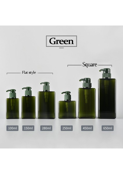 Yeşil Stil 650ML Taşınabilir Seyahat Dozaj Sabun Şişesi Büyük Kapasiteli Itiş Şampuan Duş Jeli Şişesi Ev Banyo Günlük Gereksinimler (Yurt Dışından)