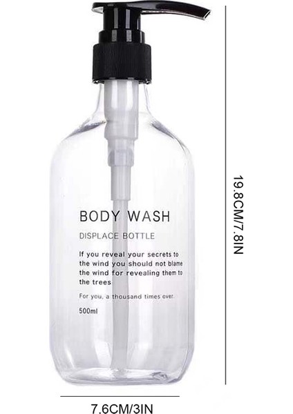 No.12 Tarzı 500ML.9OZ Dolum Yapılabilir Boş Şişeler Seyahat Taşınabilir Sabun Dispenseri Yaprakgeçirmez Losyon Şampuan Vücut Sabunu Şişeleri Etiketlerle (Yurt Dışından)