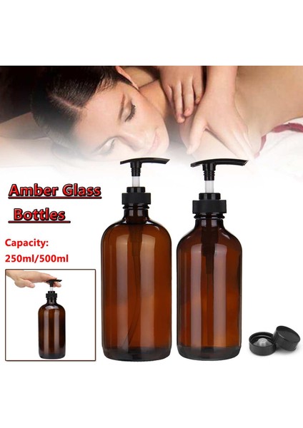 Tip 1 2pcs Stiline Basın 500ML Kahverengi Cam Sabun Pompası 250ML 500ML Banyo Teslimat Şişesi Şampuan Duş Jeli Saç Kremi Basit Basın Pompası Şişesi (Yurt Dışından) modelleri