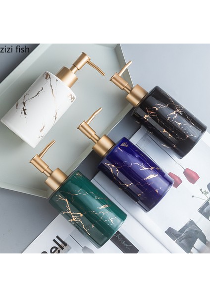 Siyah Stil Siyah Beyaz Mavi Yeşil Parlak Işık Losyon Şişesi Banyo Kapak Sabunluk - Seramik El Dezenfektanı Şişesi - E-Ticaret Başlığı (Yurt Dışından) modelleri