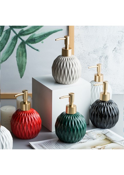 Bir Stil Eşkenar Dörtgen Desen Seramik Losyon Şişesi Yuvarlak Taşınabilir Sabunluk Şampuan Şişesi El Dezenfektanı Kavanoz Banyo Banyo Malzemeleri (Yurt Dışından) fiyatları
