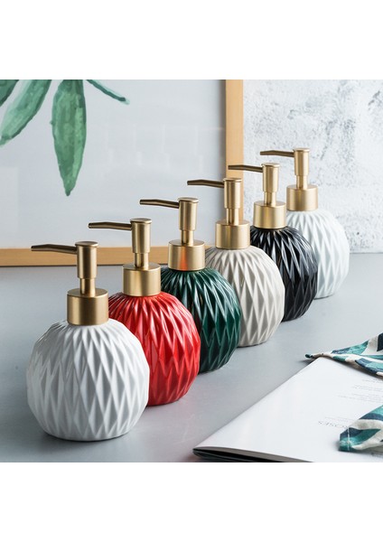 Bir Stil Eşkenar Dörtgen Desen Seramik Losyon Şişesi Yuvarlak Taşınabilir Sabunluk Şampuan Şişesi El Dezenfektanı Kavanoz Banyo Banyo Malzemeleri (Yurt Dışından) fırsatları