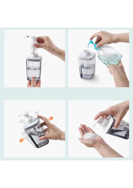 Gri Tarzı 420ML Şeffaf Köpük Pompalı Şişeler Banyo Yüz Temizleyici El Dezenfektanı Sabun Şişeleri Basın Tipi Köpük Dağıtıcı 420ML (Yurt Dışından) indirimleri
