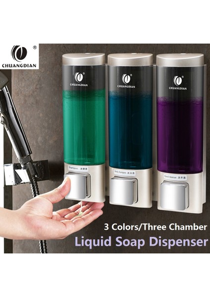 Gümüş 200ML Tarzı Sıvı Sabunluklar Duvara Monte Üç Bölümlü Şampuan Kutusu Banyo Aksesuarları Sıvı Dispenserler Tuvalet Lavabo Sabun Tutucu (Yurt Dışından) modelleri