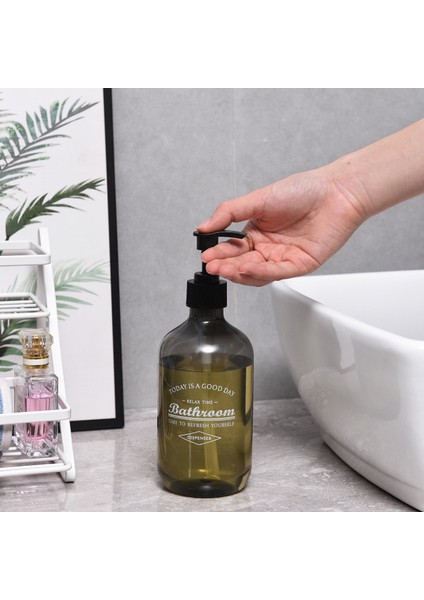 Yeşil Stil 500ML Sabun Dispenseri Rezervuar Şişesi Banyo Duş Jeli Şampuan Saç Kremi Doldurulabilir Pompalı Şişe (Yurt Dışından) modelleri