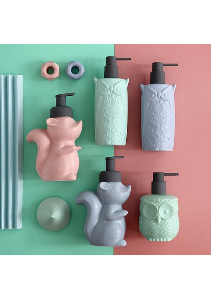 Gümüş Tarzı Baykuş Sincap Losyon Şişesi Banyo Ürünleri Seramik Sabunluk El Yıkama Sıvı Dispenseri Banyo Basın Şişe (Yurt Dışından) indirimleri