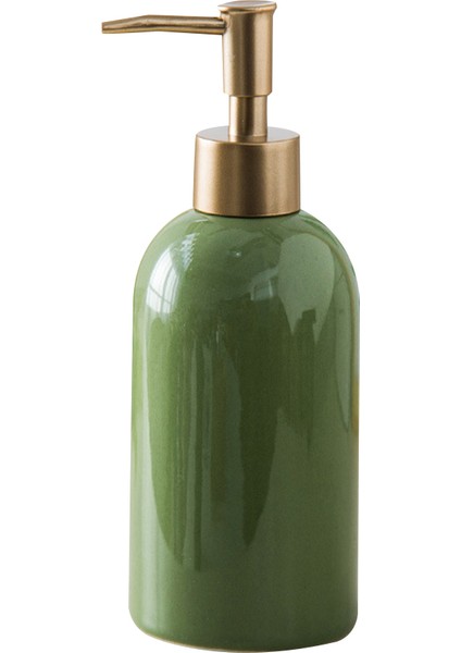 Yeşil Stil 420 ml Sıvı Sabun Şampuan Losyon Duş Jeli Seramik Boş Pompalı Şişe Konteyner Banyo Taşınabilir Sabunluk (Yurt Dışından)