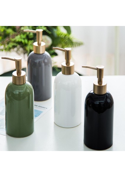 Yeşil Stil 420 ml Sıvı Sabun Şampuan Losyon Duş Jeli Seramik Boş Pompalı Şişe Konteyner Banyo Taşınabilir Sabunluk (Yurt Dışından) fiyatları