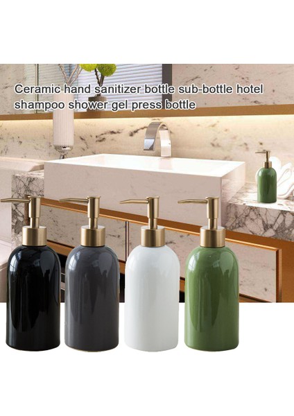 Yeşil Stil 420 ml Sıvı Sabun Şampuan Losyon Duş Jeli Seramik Boş Pompalı Şişe Konteyner Banyo Taşınabilir Sabunluk (Yurt Dışından) modelleri