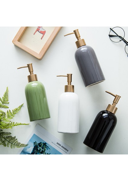 Yeşil Stil 420 ml Sıvı Sabun Şampuan Losyon Duş Jeli Seramik Boş Pompalı Şişe Konteyner Banyo Taşınabilir Sabunluk (Yurt Dışından) fırsatları
