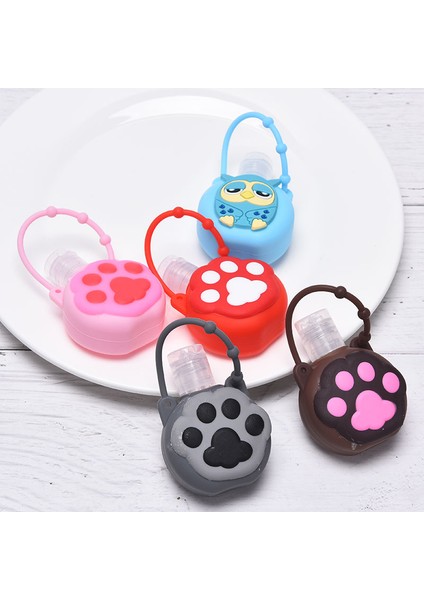 As Picture Shows 30ML Çizgi Film Kedi Pati Baykuş Yuvarlak Şişe Kılıfı Silikon Jel Kılıf El Dezenfektanı Için (Yurt Dışından) modelleri