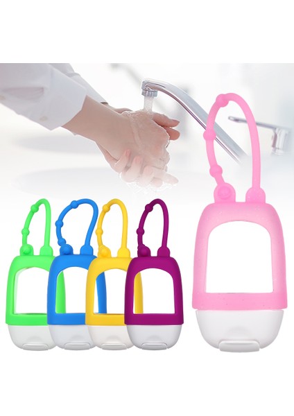 Pembe Stil Yeni 30ML Mini Boş El Dezenfektanı Şişesi Dolum Konteynerleri Yeniden Kullanılabilir Silikon Koruyucu Kılıf Alt Seyahat Aksesuarları (Yurt Dışından) modelleri