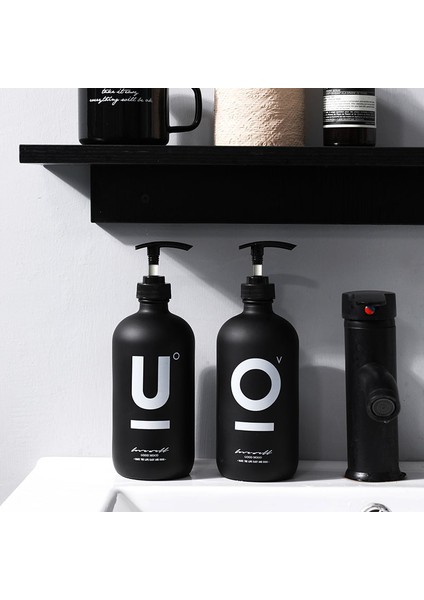 U Tarzı 500ML Banyo Sabunluk Şampuan Duş Jeli Saç Kremi Siyah Cam Boş Şişe Mutfak Deterjanı Saklama Şişesi (Yurt Dışından) indirimleri