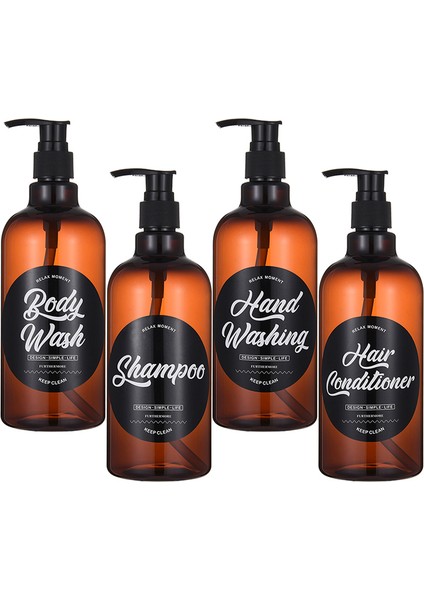 Şampuan Tarzı 1 Bilgisayar Banyo Duş Şampuan Kondisyoner Şişesi El Basma Sıvı Konteyner 500ML.9OZ Kahverengi Sabun Şişesi (Yurt Dışından)