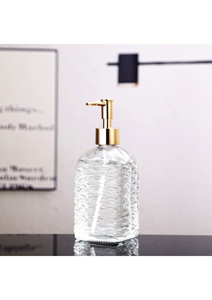 G Tarzı 400ML Lüks Şeffaf Cam Sabunluk Şişesi Mutfak El Dezenfektanı Şişesi Kozmetik Şampuan Vücut Yıkama Losyon Şişesi (Yurt Dışından)