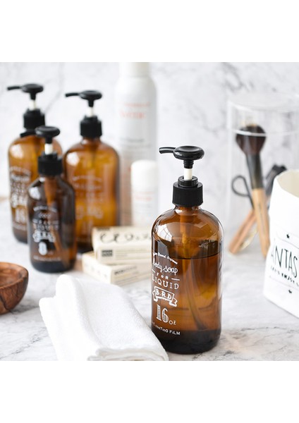 Şampuan Stili Için B 230 ml 460 ml Sabunluk Banyo Kahverengi Cam Dolum Şişesi Şampuan Vücut Yıkama Saç Kremi Sıvı Saklama Alt Şişesi (Yurt Dışından)