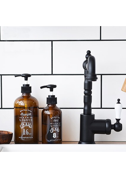 Şampuan Stili Için B 230 ml 460 ml Sabunluk Banyo Kahverengi Cam Dolum Şişesi Şampuan Vücut Yıkama Saç Kremi Sıvı Saklama Alt Şişesi (Yurt Dışından)