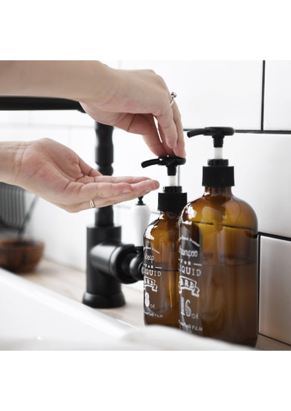 Şampuan Stili Için B 230 ml 460 ml Sabunluk Banyo Kahverengi Cam Dolum Şişesi Şampuan Vücut Yıkama Saç Kremi Sıvı Saklama Alt Şişesi (Yurt Dışından)