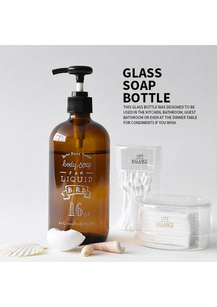 Şampuan Stili Için B 230 ml 460 ml Sabunluk Banyo Kahverengi Cam Dolum Şişesi Şampuan Vücut Yıkama Saç Kremi Sıvı Saklama Alt Şişesi (Yurt Dışından)