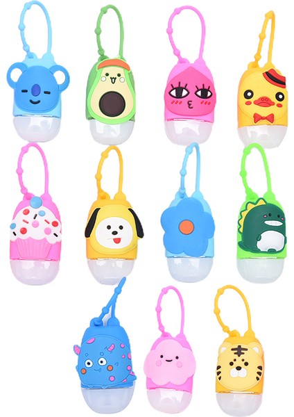 M Tarzı Karikatür Silikon El Dezenfektanı Kılıfı Anahtarlık Seyahat Taşınabilir Jel Tutucu Şişe (Yurt Dışından) indirimleri