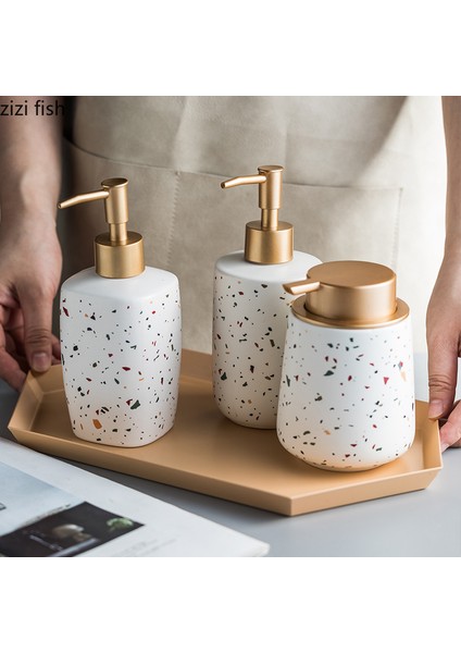 Erlenmeyer Şişe Stili 400ML Erlenmeyer Seramik Losyon Şişesi Taşınabilir Sabun Silindirik Dispenser Şampuan Şişesi Duş Jeli Kavanoz Banyo Banyo Malzemeleri (Yurt Dışından) indirimleri