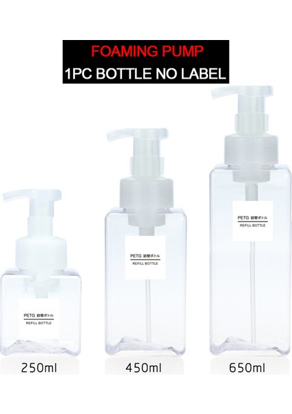 A-Trans Stili 250 ml Dolumlu Sabun Pompası Şişesi Kare Sıvı Losyon Şampuan Dağıtıcı Banyo Duş Köpüklü Boş Şişe (Yurt Dışından)