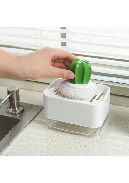 Beyaz Stil Sünger Tutuculu Sabun Pompalı Temizlik Sıvısı Dispenseri Organizatörü (Yurt Dışından) fırsatları