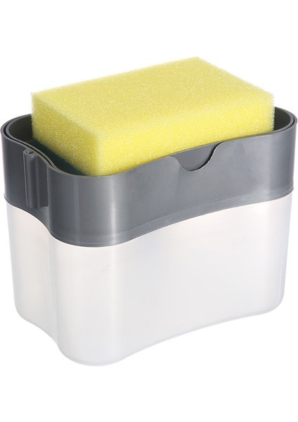 Gri Tarzı El Yıkama Sabun Kutusu Bulaşık Deterjanı Dispenseri Sünger Tutuculu Sıvı Verme Aracı (Yurt Dışından)
