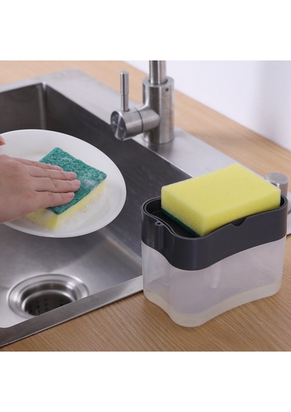 Gri Tarzı El Yıkama Sabun Kutusu Bulaşık Deterjanı Dispenseri Sünger Tutuculu Sıvı Verme Aracı (Yurt Dışından) fiyatları
