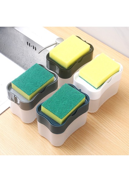 Gri Tarzı El Yıkama Sabun Kutusu Bulaşık Deterjanı Dispenseri Sünger Tutuculu Sıvı Verme Aracı (Yurt Dışından) indirimleri