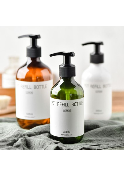 Beyaz Stil 500ML Şampuan Losyon Şişeleri Doldurulabilir Duş Jeli Saklama Şişeleri Banyo Sıkma Losyon Boş Şişe ml (Yurt Dışından)