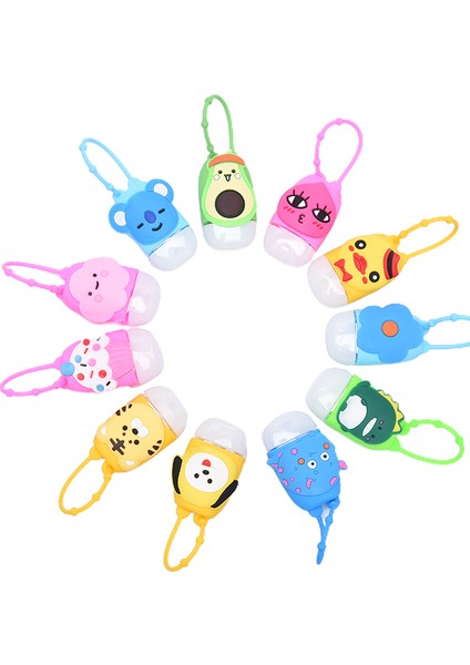 L Tarzı Karikatür Silikon El Dezenfektanı Kılıfı Anahtarlık Seyahat Taşınabilir Jel Tutucu Şişe (Yurt Dışından) fırsatları