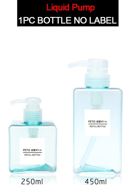 B-Mavi Stili 250 ml Dolumlu Sabun Pompası Şişesi Kare Sıvı Losyon Şampuan Dağıtıcı Banyo Duş Köpüklü Boş Şişe (Yurt Dışından)