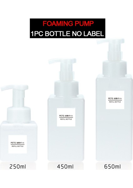 A-Beyaz Stil 450 ml Dolumlu Sabun Pompası Şişesi Kare Sıvı Losyon Şampuan Dağıtıcı Banyo Duş Köpüklü Boş Şişe (Yurt Dışından)