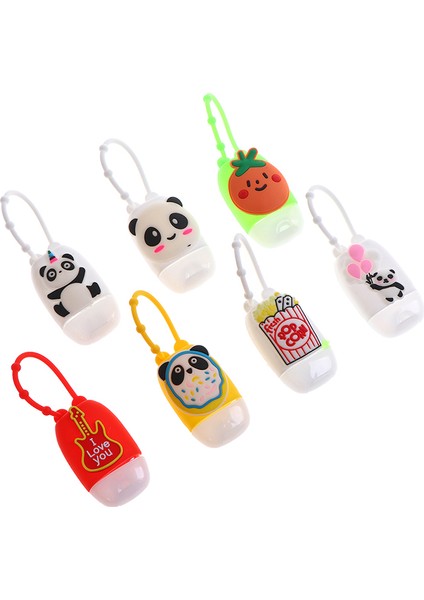 D Stili 30ML Sevimli Hayvanlar Yiyecek Izi Taşınabilir Dezenfektan Çıkarılabilir Kılıf Silikon Güvenli Jel El Tutucu Seyahat (Yurt Dışından) modelleri