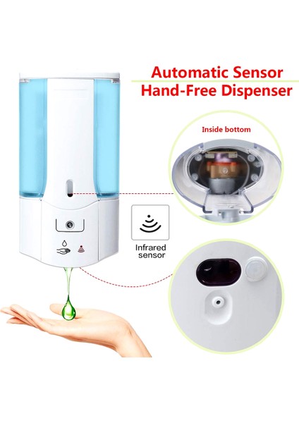 Stili Temizle 450ML Otomatik Sabunluk Duvara Monte Kızılötesi Algılamalı Akıllı Sıvı Sabunluk Mutfak Banyo Aksesuarı (Yurt Dışından) fırsatları