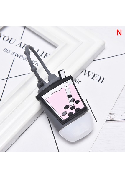 Ordu Yeşili Tarzı 30ML Sevimli Hayvanlar Yiyecek Izi Taşınabilir Dezenfektan Çıkarılabilir Kılıf Silikon Güvenli Jel El Tutucu Seyahat (Yurt Dışından)