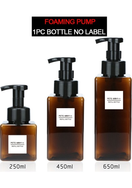 A-Kahverengi Stil 250 ml Dolumlu Sabun Pompası Şişesi Kare Sıvı Losyon Şampuan Dağıtıcı Banyo Duş Köpüklü Boş Şişe (Yurt Dışından)