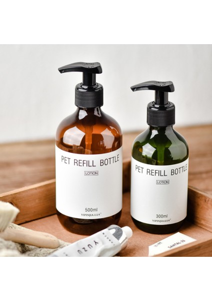 Gri Stil 300ML Şampuan Losyon Şişeleri Doldurulabilir Duş Jeli Saklama Şişeleri Banyo Sıkma Losyon Boş Şişe ml (Yurt Dışından) fırsatları