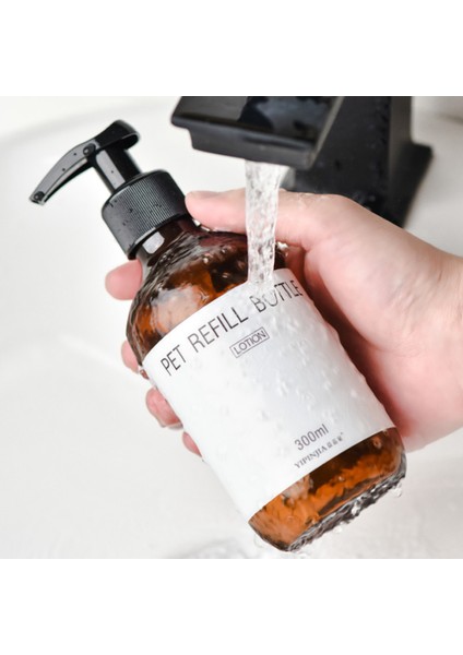 Gri Stil 300ML Şampuan Losyon Şişeleri Doldurulabilir Duş Jeli Saklama Şişeleri Banyo Sıkma Losyon Boş Şişe ml (Yurt Dışından) indirimleri